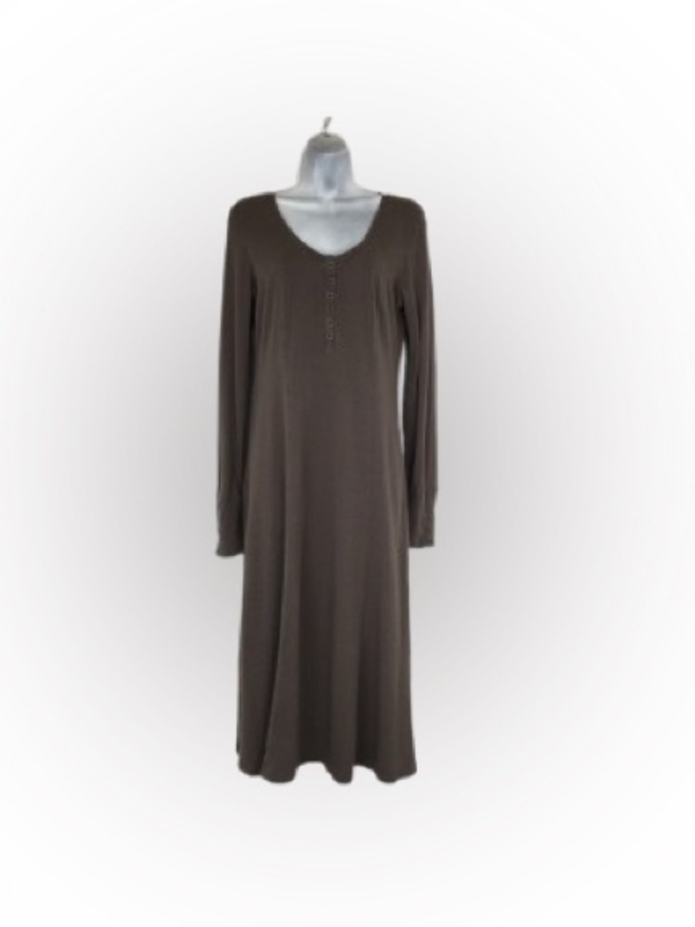 Peruvian Connection Taupe Maxi Dress Women’s Size Small Quiet Luxury Long Sleeve